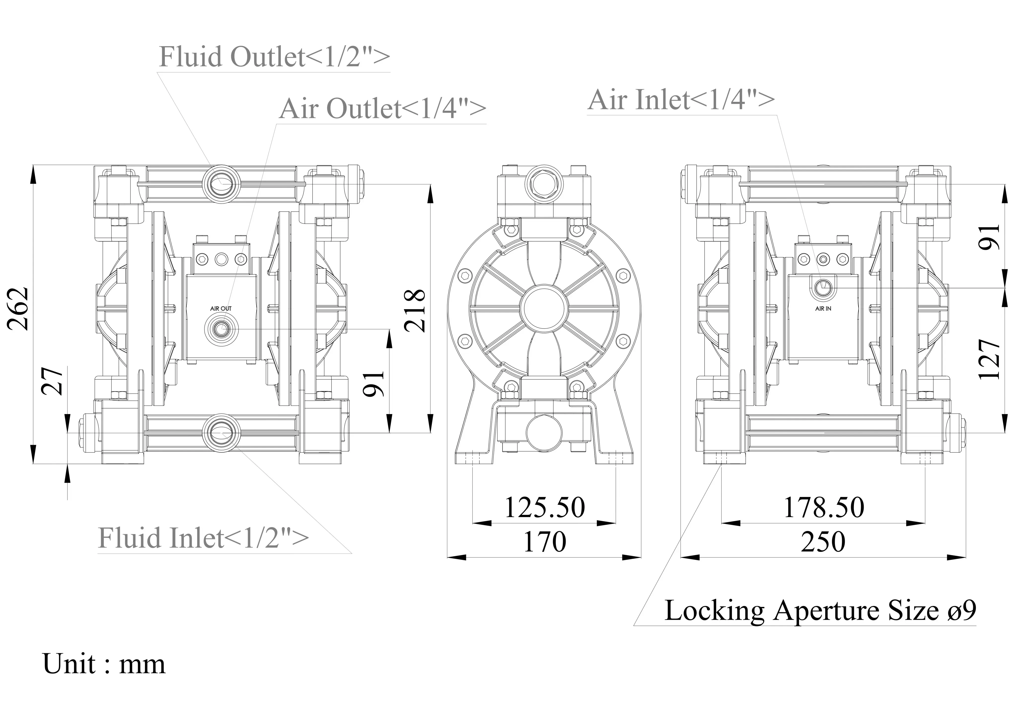 1/2 inch Polypropylene Pneumatic Double Diaphragm Pump | TDS-DYISHENG Pump